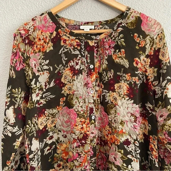 J.Jill Semi Sheer Floral Blouse Size Medium - Picture 2 of 4